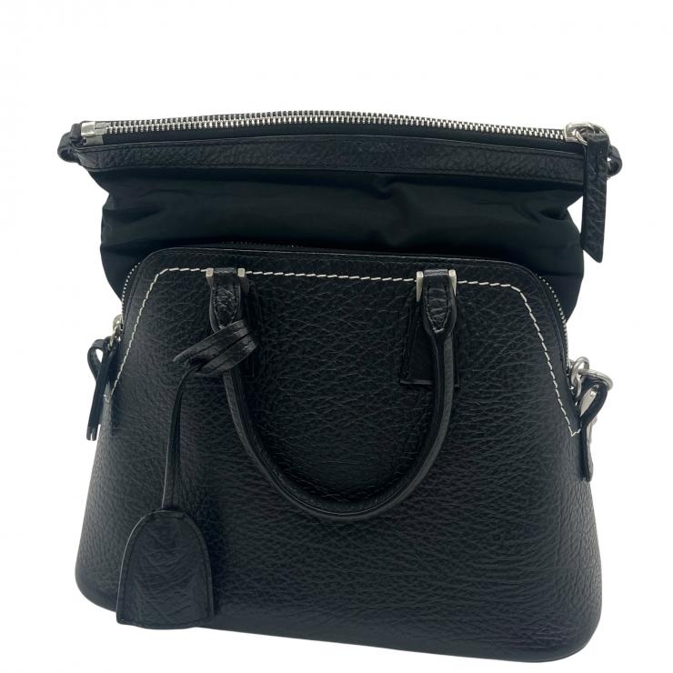 MAISON MARGIELA メゾンマルジェラ 5AC レザーxナイロン 2WAYハンドバッグ ショルダーバッグ ブラック ★美品★