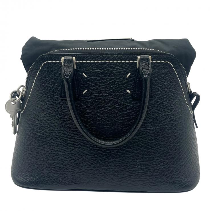 MAISON MARGIELA メゾンマルジェラ 5AC レザーxナイロン 2WAYハンドバッグ ショルダーバッグ ブラック ★美品★