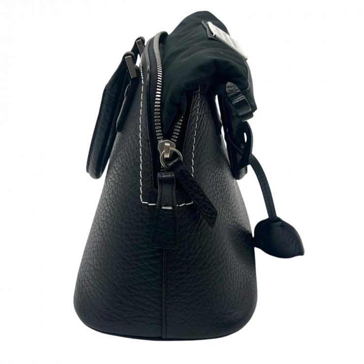 MAISON MARGIELA メゾンマルジェラ 5AC レザーxナイロン 2WAYハンドバッグ ショルダーバッグ ブラック ★美品★