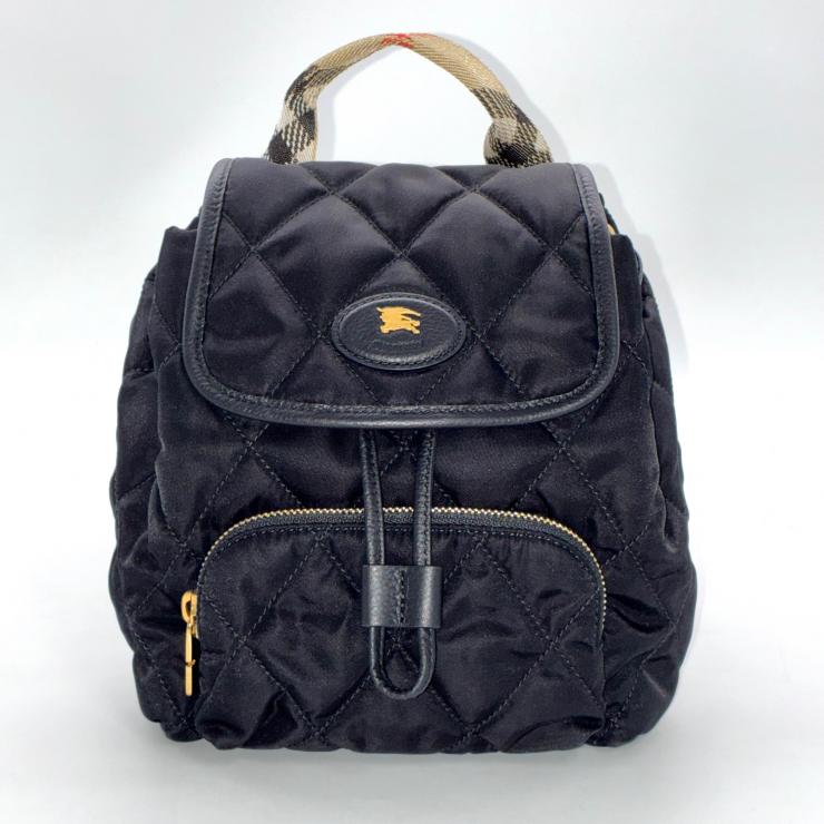 Burberry バーバリー ホースシュー ナイロン キルティング バックパック リュックサック ブラック 8118748 ★美品★ ★袋付★