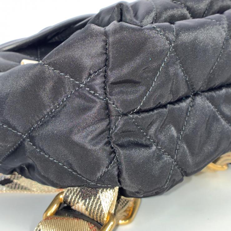 Burberry バーバリー ホースシュー ナイロン キルティング バックパック リュックサック ブラック 8118748 ★美品★ ★袋付★