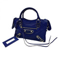 BALENCIAGA バレンシアガ ミニシティ ハンドバッグ Le Citiy クラシック ゴールドアクセント ブルー系 レザーショルダー レディース ★美品★