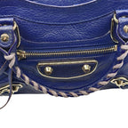 BALENCIAGA バレンシアガ ミニシティ ハンドバッグ Le Citiy クラシック ゴールドアクセント ブルー系 レザーショルダー レディース ★美品★