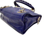 BALENCIAGA バレンシアガ ミニシティ ハンドバッグ Le Citiy クラシック ゴールドアクセント ブルー系 レザーショルダー レディース ★美品★