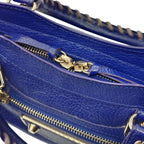 BALENCIAGA バレンシアガ ミニシティ ハンドバッグ Le Citiy クラシック ゴールドアクセント ブルー系 レザーショルダー レディース ★美品★