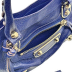 BALENCIAGA バレンシアガ ミニシティ ハンドバッグ Le Citiy クラシック ゴールドアクセント ブルー系 レザーショルダー レディース ★美品★