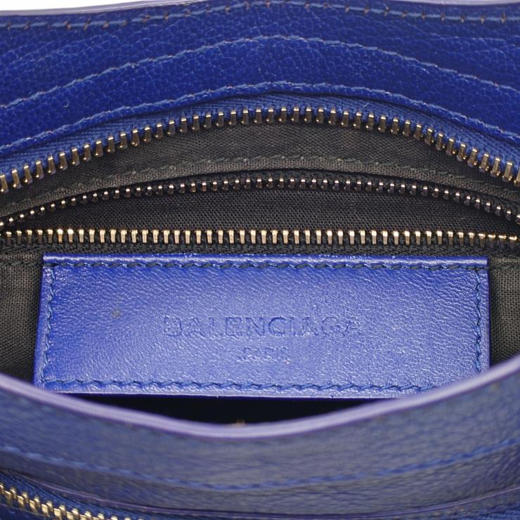 BALENCIAGA バレンシアガ ミニシティ ハンドバッグ Le Citiy クラシック ゴールドアクセント ブルー系 レザーショルダー レディース ★美品★
