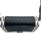 CHANEL シャネル ボーイシャネル28 チェーンショルダーバッグ バッグ ラムスキン マトラッセ ブラック ホワイト シルバー金具 ★美品★★ギャラ付★