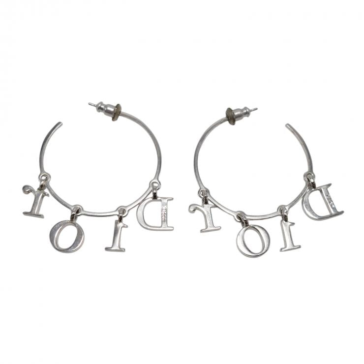 Christian Dior クリスチャンディオール ピアス 両耳用 フープピアス ロゴ ★良品★
