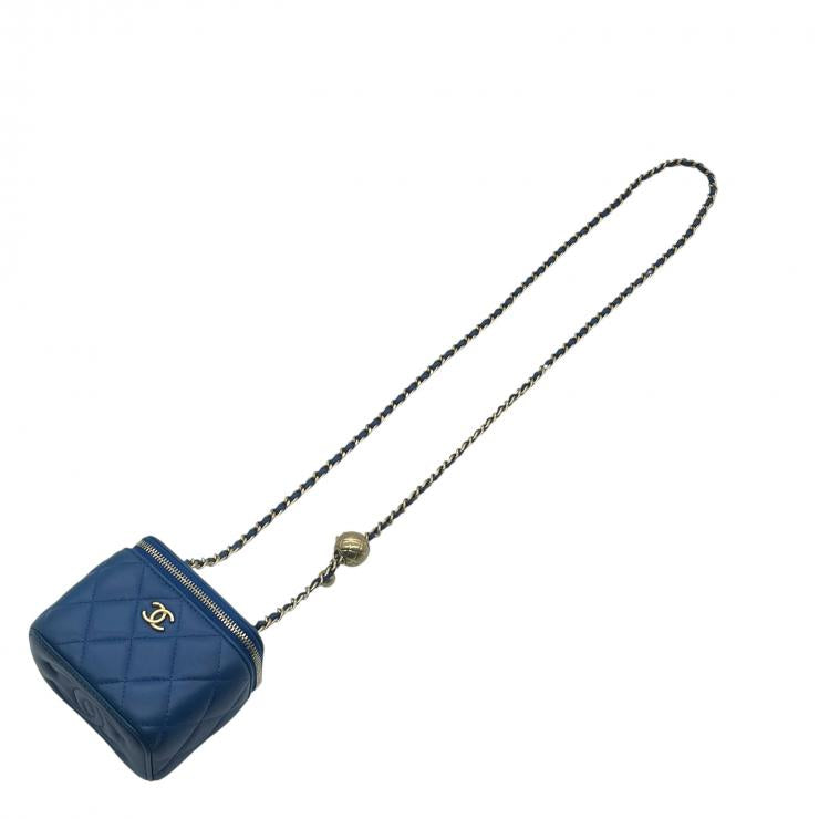 CHANEL シャネル マトラッセ ラムスキン ココマーク チェーンショルダー バニティバッグ レディース ★美品★
