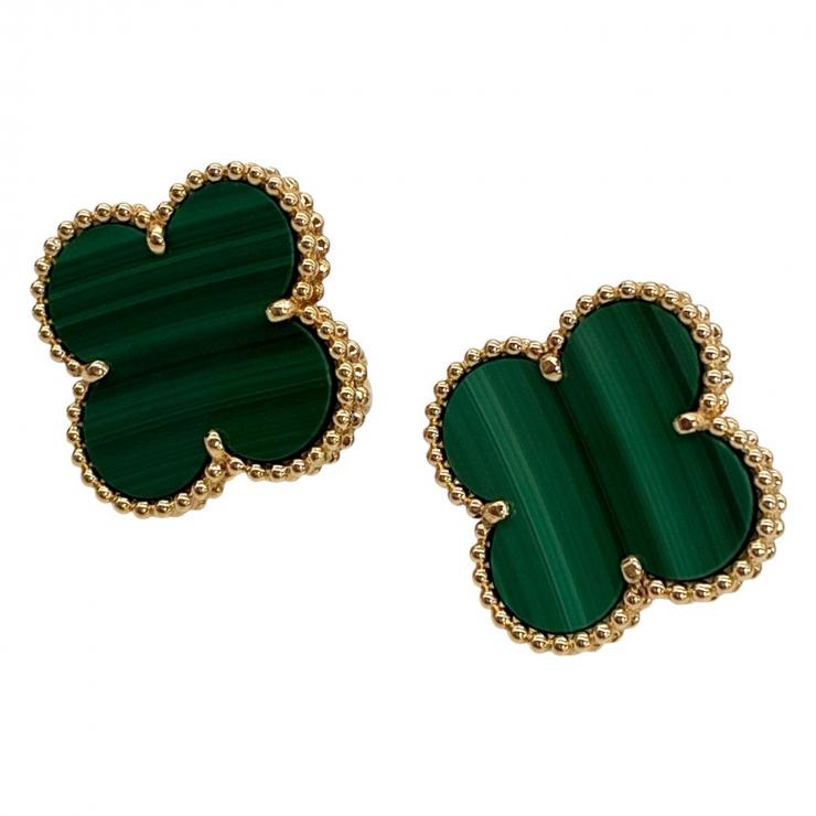 VanCleef&Arpels ヴァンクリーフ＆アーペル マジック アルハンブラ マラカイト ピアス Au750 K18 イエローゴールド ★美品★ ★箱付★
