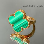 VanCleef&Arpels ヴァンクリーフ＆アーペル マジック アルハンブラ マラカイト リング Au750 K18 12号 ★美品★ ★箱付★