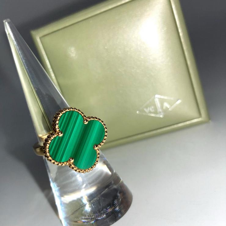 VanCleef&Arpels ヴァンクリーフ＆アーペル マジック アルハンブラ マラカイト リング Au750 K18 12号 ★美品★ ★箱付★