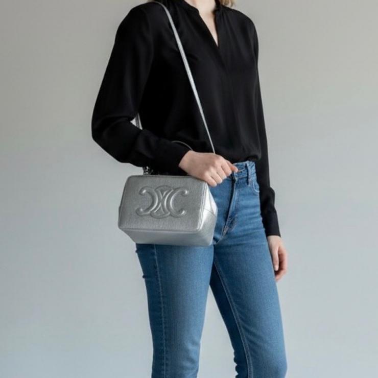 CELINE セリーヌ トリヨンフ ショルダーバッグ 2WAY シルバー U-SL-0223 ★限定品★★美品★