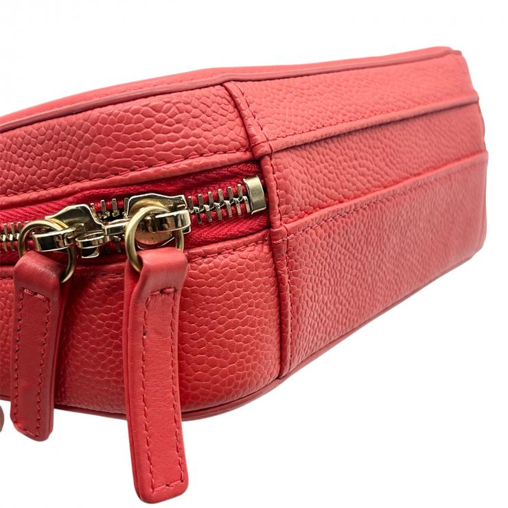 CHANEL シャネル CCフィグリー マトラッセ ココマーク ショルダーバッグ ハンドバック スモール 2WAY キャビアスキン ゴールド金具 レディース レッド ★美品★