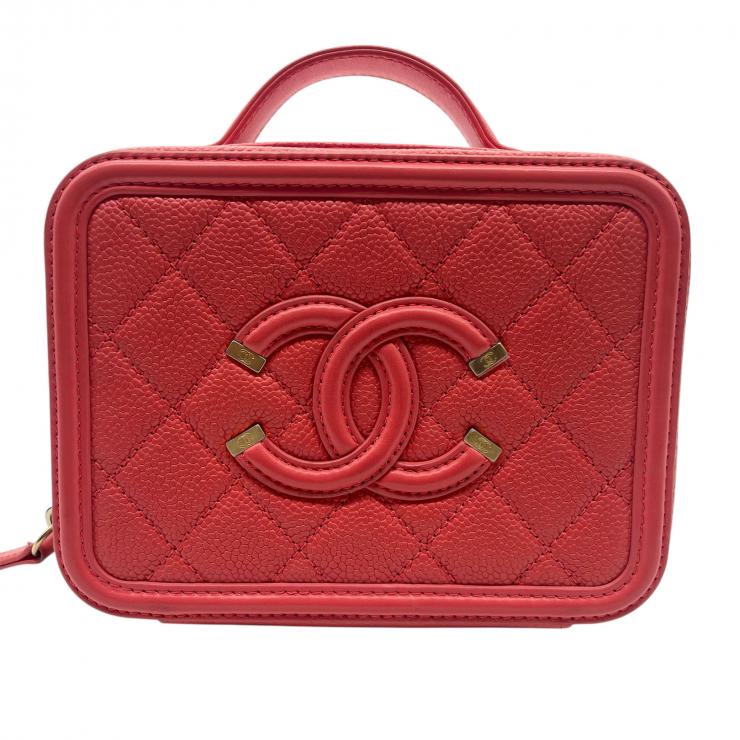 CHANEL シャネル CCフィグリー マトラッセ ココマーク ショルダーバッグ ハンドバック スモール 2WAY キャビアスキン ゴールド金具 レディース レッド ★美品★