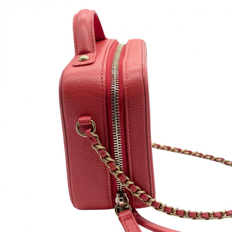 CHANEL シャネル CCフィグリー マトラッセ ココマーク ショルダーバッグ ハンドバック スモール 2WAY キャビアスキン ゴールド金具 レディース レッド ★美品★