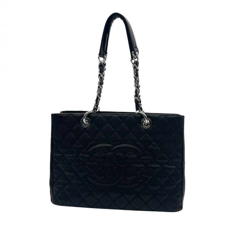 CHANEL シャネル マトラッセ グラウンドショッピングトート GST トートバッグ キャビアスキン ブラック シルバー金具 ★中古品★