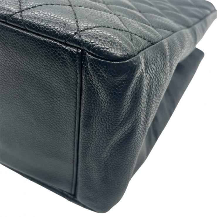 CHANEL シャネル マトラッセ グラウンドショッピングトート GST トートバッグ キャビアスキン ブラック シルバー金具 ★中古品★
