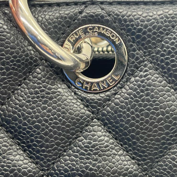 CHANEL シャネル マトラッセ グラウンドショッピングトート GST トートバッグ キャビアスキン ブラック シルバー金具 ★中古品★