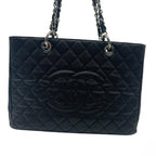CHANEL シャネル マトラッセ グラウンドショッピングトート GST トートバッグ キャビアスキン ブラック シルバー金具 ★中古品★