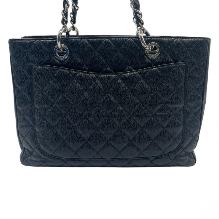 CHANEL シャネル マトラッセ グラウンドショッピングトート GST トートバッグ キャビアスキン ブラック シルバー金具 ★中古品★