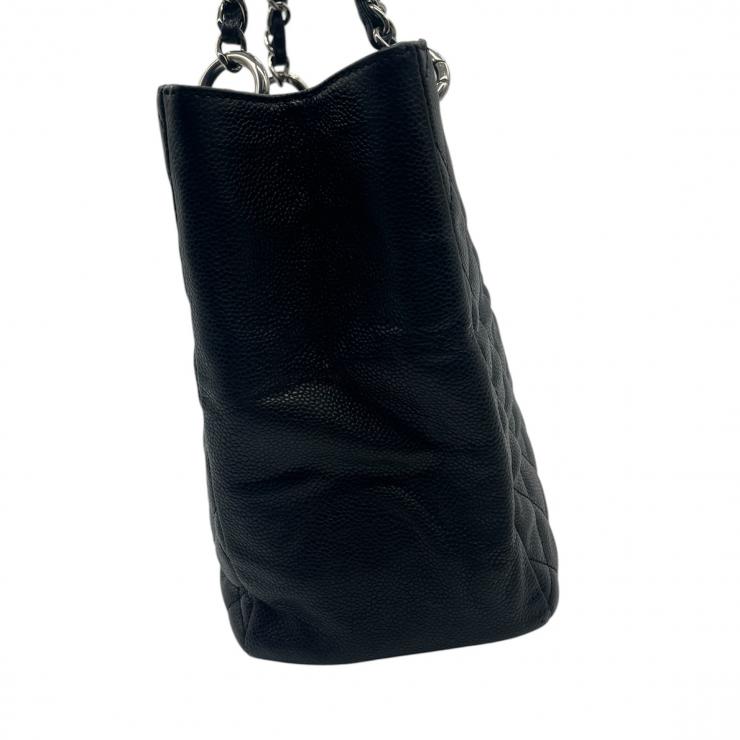 CHANEL シャネル マトラッセ グラウンドショッピングトート GST トートバッグ キャビアスキン ブラック シルバー金具 ★中古品★