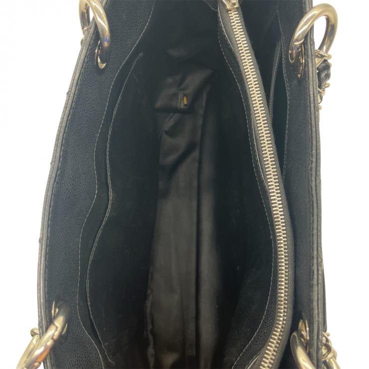 CHANEL シャネル マトラッセ グラウンドショッピングトート GST トートバッグ キャビアスキン ブラック シルバー金具 ★中古品★