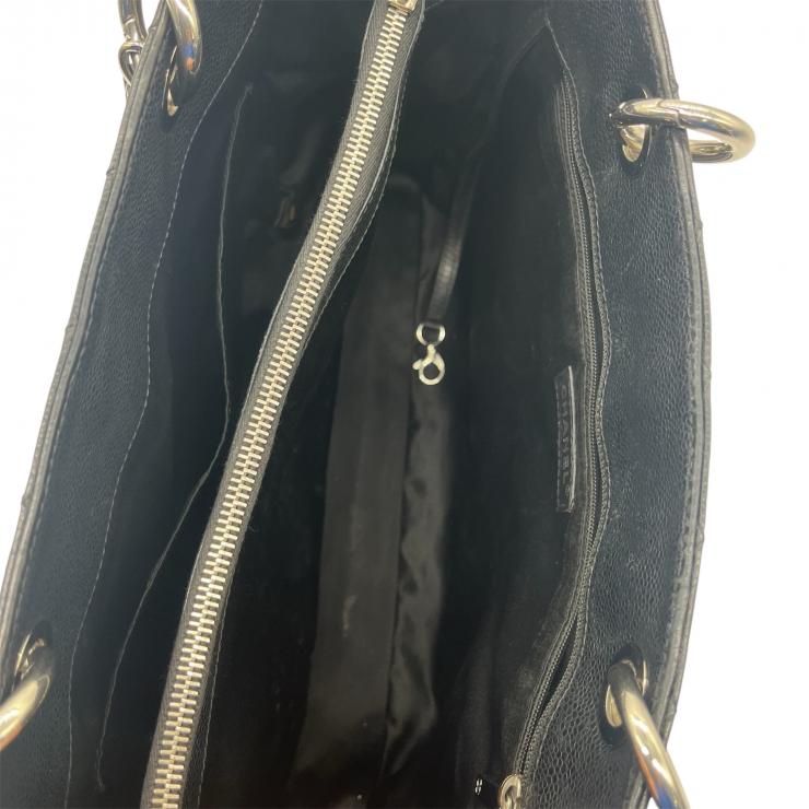 CHANEL シャネル マトラッセ グラウンドショッピングトート GST トートバッグ キャビアスキン ブラック シルバー金具 ★中古品★