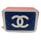 CHANEL シャネル CCフィグリー ココマーク キャビアスキン レザー 斜め掛けショルダーバッグ バッグ ミニ 赤×マルチカラー ゴールド金具 2番台 ★ギャラ付★