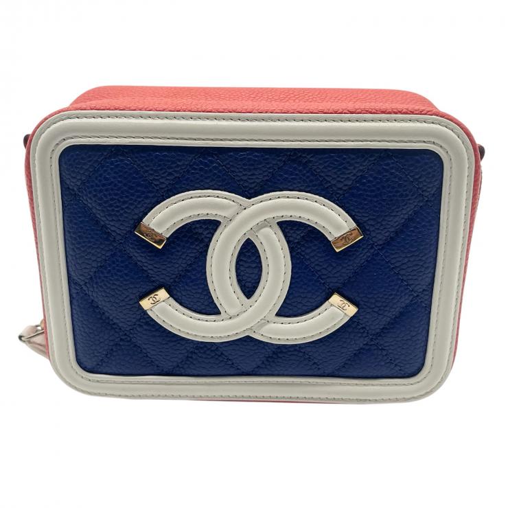 CHANEL シャネル CCフィグリー ココマーク キャビアスキン レザー 斜め掛けショルダーバッグ バッグ ミニ 赤×マルチカラー ゴールド金具 2番台 ★ギャラ付★