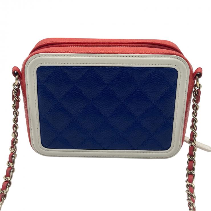 CHANEL シャネル CCフィグリー ココマーク キャビアスキン レザー 斜め掛けショルダーバッグ バッグ ミニ 赤×マルチカラー ゴールド金具 2番台 ★ギャラ付★