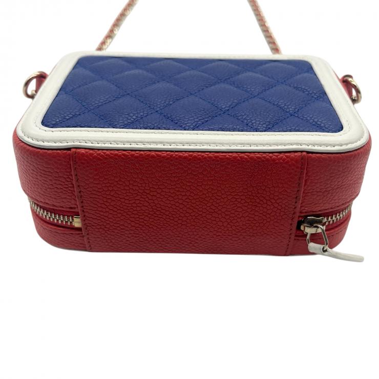 CHANEL シャネル CCフィグリー ココマーク キャビアスキン レザー 斜め掛けショルダーバッグ バッグ ミニ 赤×マルチカラー ゴールド金具 2番台 ★ギャラ付★