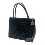 CHANEL シャネル トートバッグ 復刻トート ハンドバッグ マトラッセ キャビアスキン ココマーク ブラック ゴールド金具 ８番台 ★ギャラ付★ ギャランティーカード