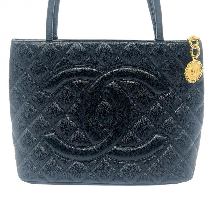CHANEL シャネル トートバッグ 復刻トート ハンドバッグ マトラッセ キャビアスキン ココマーク ブラック ゴールド金具 ８番台 ★ギャラ付★ ギャランティーカード