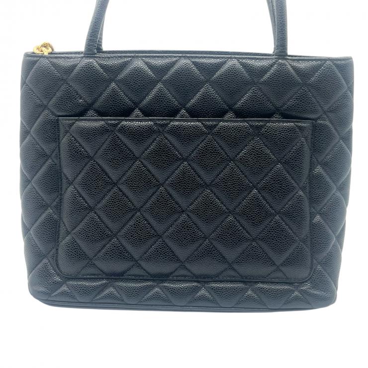 CHANEL シャネル トートバッグ 復刻トート ハンドバッグ マトラッセ キャビアスキン ココマーク ブラック ゴールド金具 ８番台 ★ギャラ付★ ギャランティーカード
