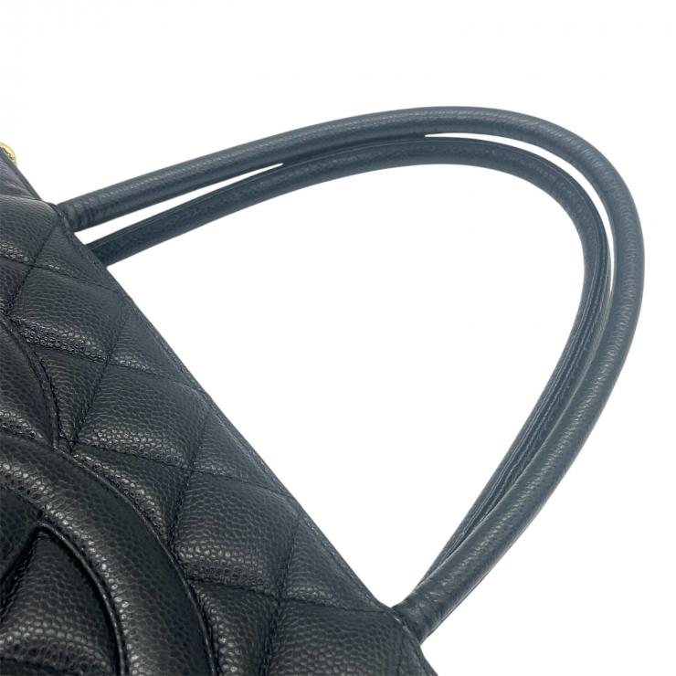 CHANEL シャネル トートバッグ 復刻トート ハンドバッグ マトラッセ キャビアスキン ココマーク ブラック ゴールド金具 ８番台 ★ギャラ付★ ギャランティーカード