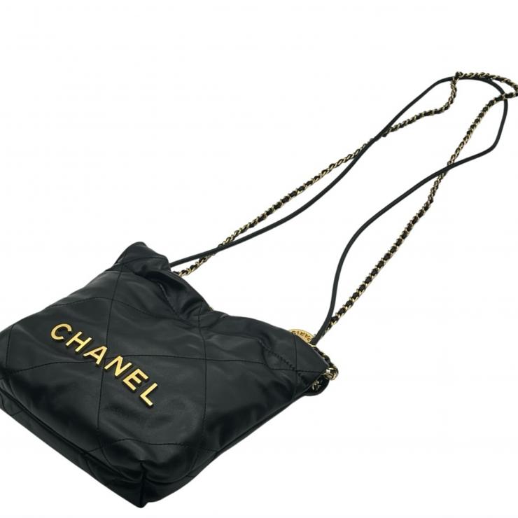 CHANEL シャネル シャネル22 ミニ ショルダーバッグ バッグ シャイニーカーフスキン ゴールド金具 ★美品★