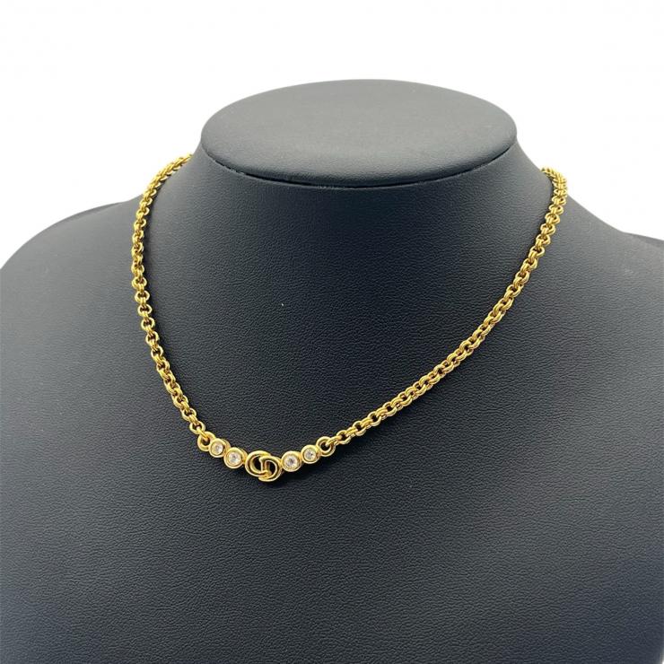 Christian Dior クリスチャンディオール CDロゴ ネックレス アクセサリー ゴールド レディース ★美品★