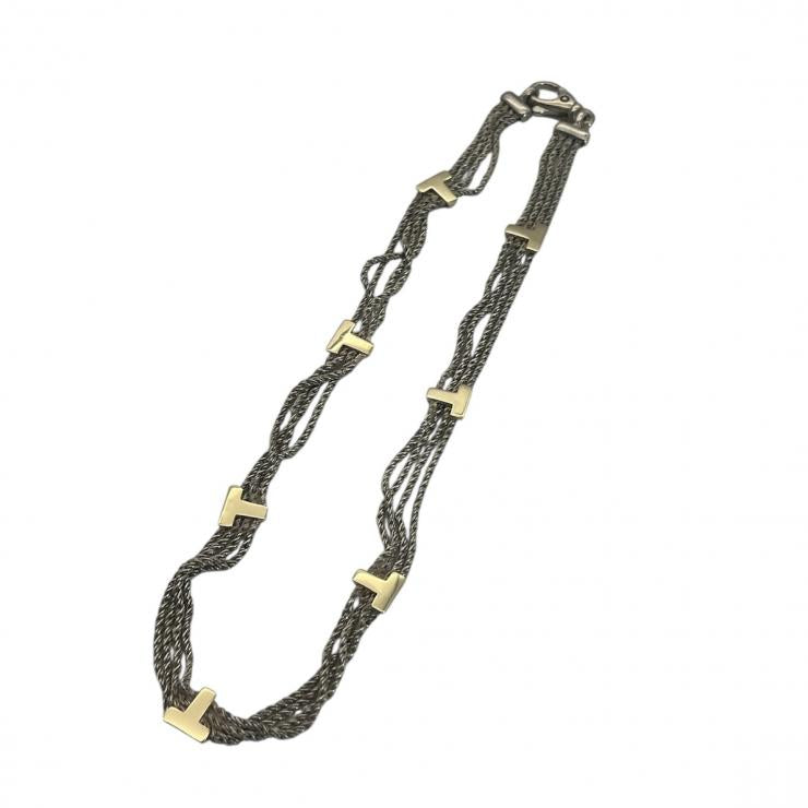 TIFFANY＆CO．ティファニー Tロープ 4連 ネックレス アクセサリー ゴールド シルバー コンビ K18 750 925 ★中古★
