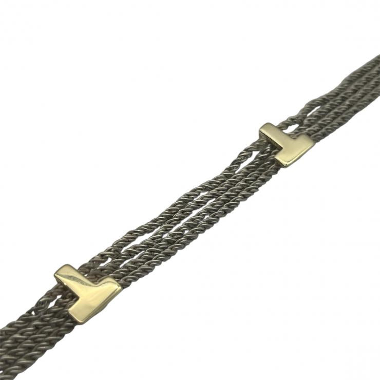 TIFFANY＆CO．ティファニー Tロープ 4連 ネックレス アクセサリー ゴールド シルバー コンビ K18 750 925 ★中古★