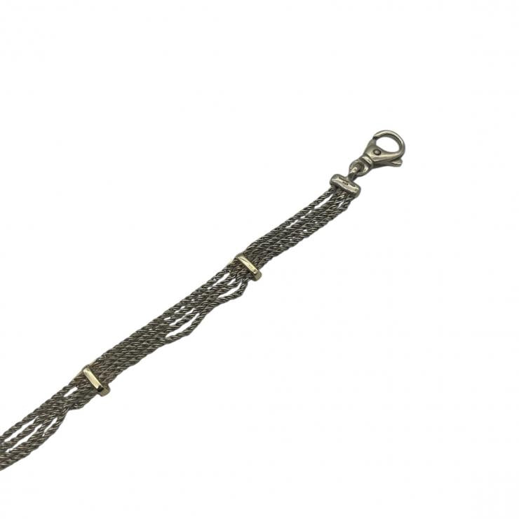TIFFANY＆CO．ティファニー Tロープ 4連 ネックレス アクセサリー ゴールド シルバー コンビ K18 750 925 ★中古★