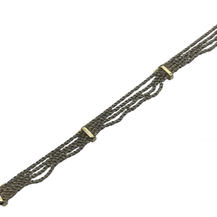 TIFFANY＆CO．ティファニー Tロープ 4連 ネックレス アクセサリー ゴールド シルバー コンビ K18 750 925 ★中古★