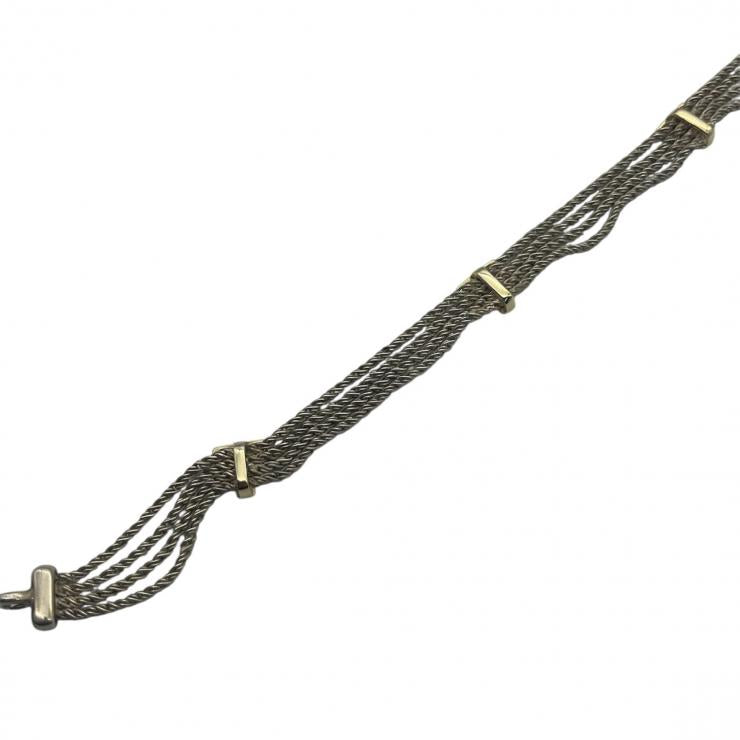 TIFFANY＆CO．ティファニー Tロープ 4連 ネックレス アクセサリー ゴールド シルバー コンビ K18 750 925 ★中古★