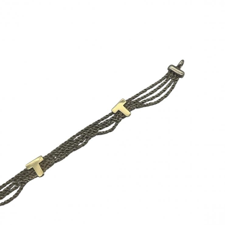 TIFFANY＆CO．ティファニー Tロープ 4連 ネックレス アクセサリー ゴールド シルバー コンビ K18 750 925 ★中古★