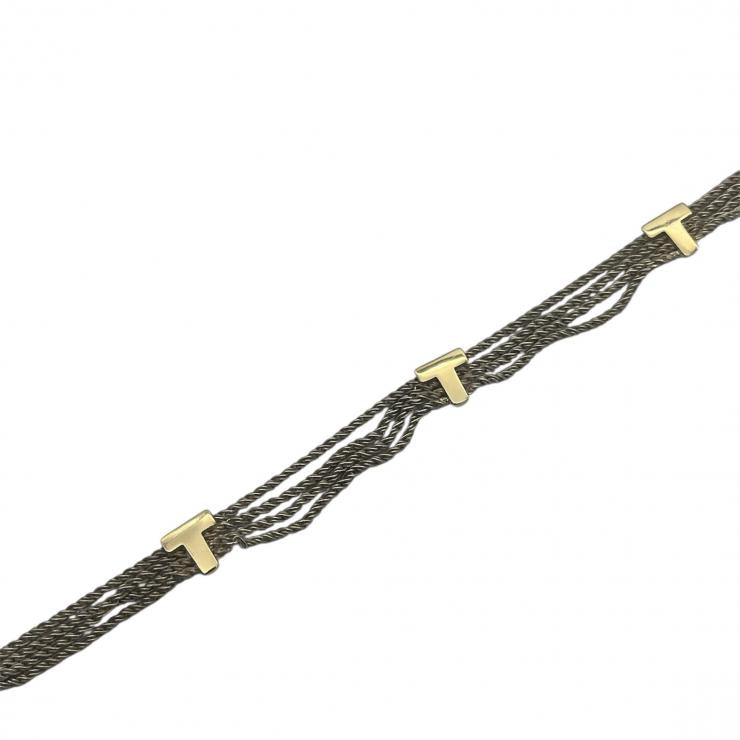 TIFFANY＆CO．ティファニー Tロープ 4連 ネックレス アクセサリー ゴールド シルバー コンビ K18 750 925 ★中古★