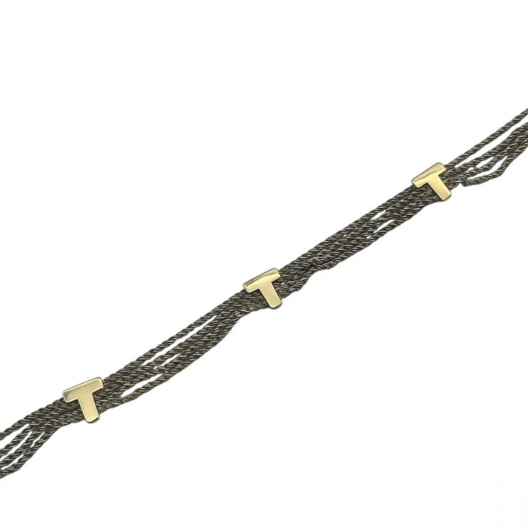 TIFFANY＆CO．ティファニー Tロープ 4連 ネックレス アクセサリー ゴールド シルバー コンビ K18 750 925 ★中古★