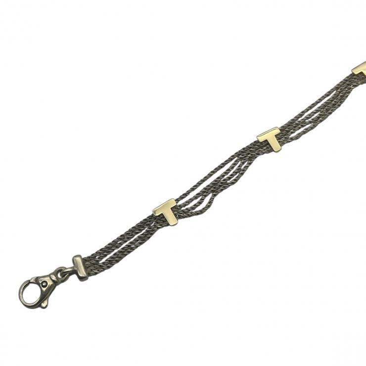 TIFFANY＆CO．ティファニー Tロープ 4連 ネックレス アクセサリー ゴールド シルバー コンビ K18 750 925 ★中古★