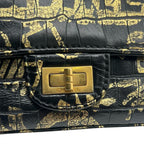 CHANEL シャネル 2.55 グラフィティ Wチェーンショルダーバッグ Wフラップ 型押し ゴールド金具 28番台 ★美品★★ギャラ付★