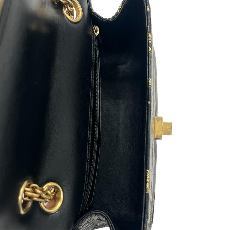 CHANEL シャネル 2.55 グラフィティ Wチェーンショルダーバッグ Wフラップ 型押し ゴールド金具 28番台 ★美品★★ギャラ付★